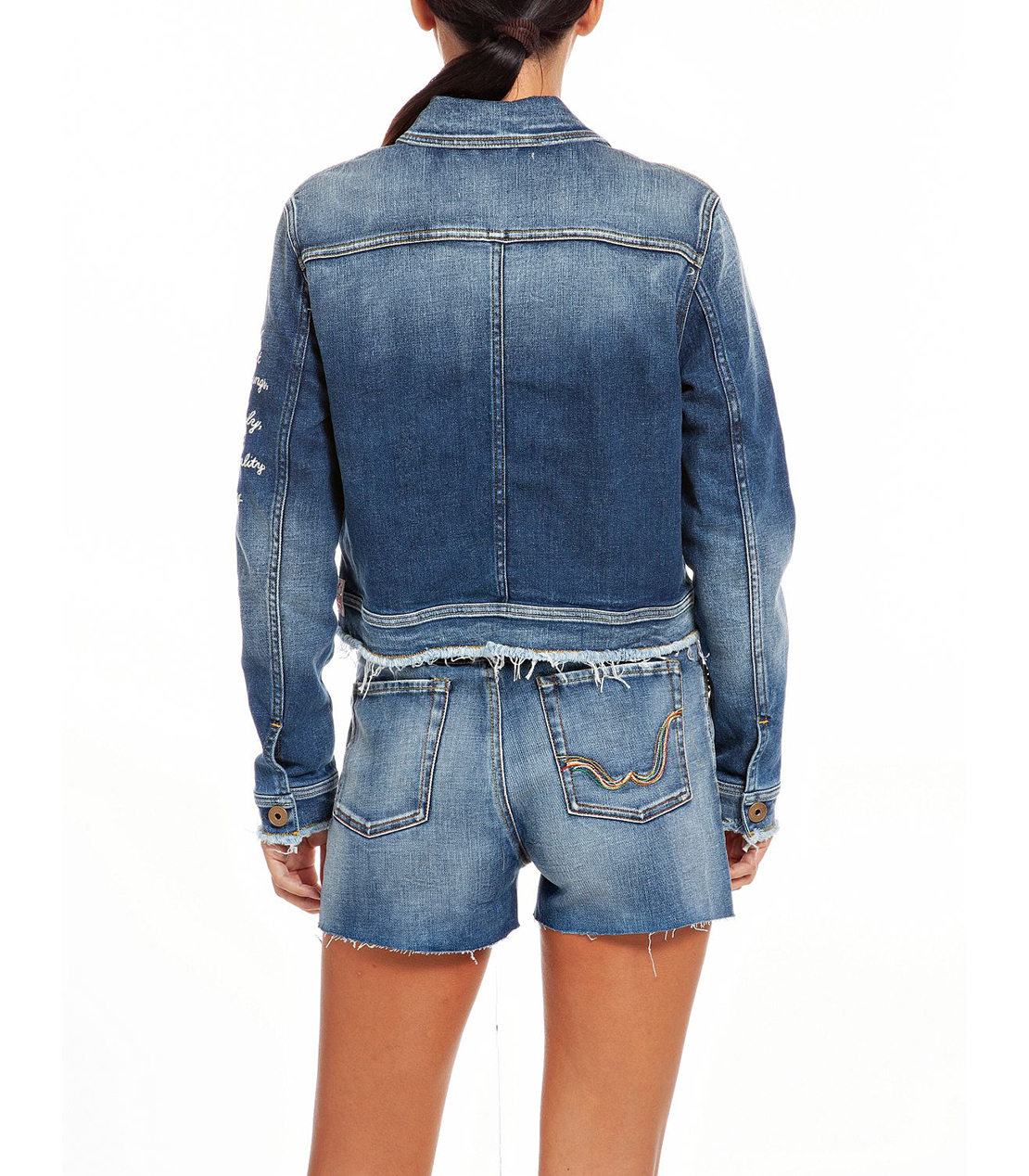 We are ストレッチデニムクロップジャケット 詳細画像 ミディアムブルー 2